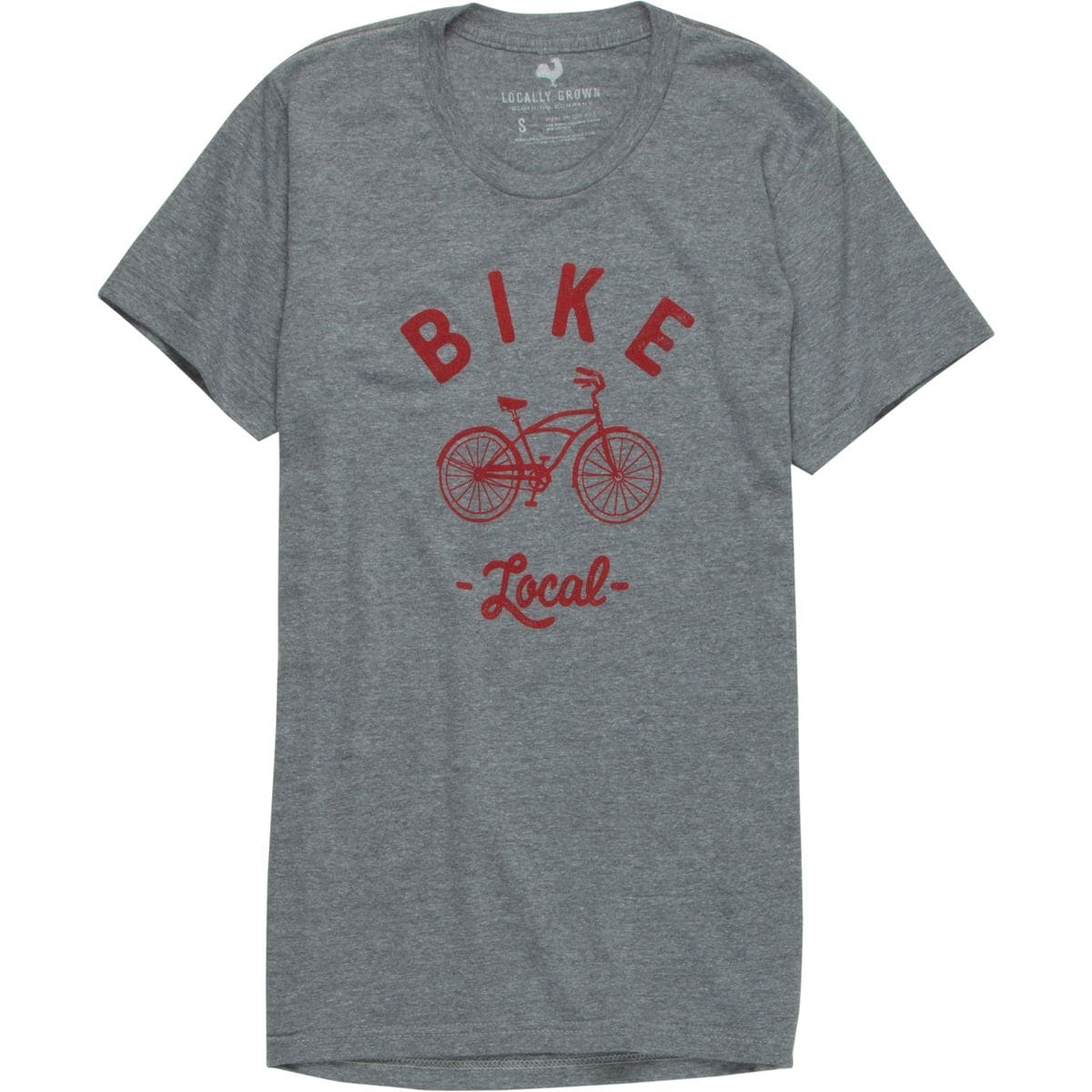 Locally Grown Bike Cruiser Tri-Blend Vintage T-Shirt - Short-Sleeve - Men's Vintage Grey/Red, XXL
