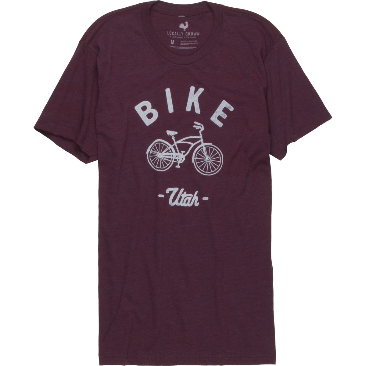 Locally Grown Bike Cruiser Utah Tri-Blend Vintage T-Shirt - Short-Sleeve - Men's Heather Cran/White, M