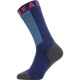 SealSkinz Scoulton Waterproof Warm Weather Mid-Length Hydrostop Sock Navy Blue/Grey/Red, L - Men's