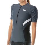 TYR Competitor Short-Sleeve Top - Women's White/Gray, L