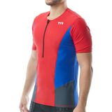 TYR Competitor Short-Sleeve Top - Men's Red/Blue/Grey, S