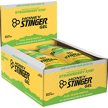 Honey Stinger Organic Energy Gels - 24-Pack Kiwi Strawberry - Naturally Caffeinated, One Size