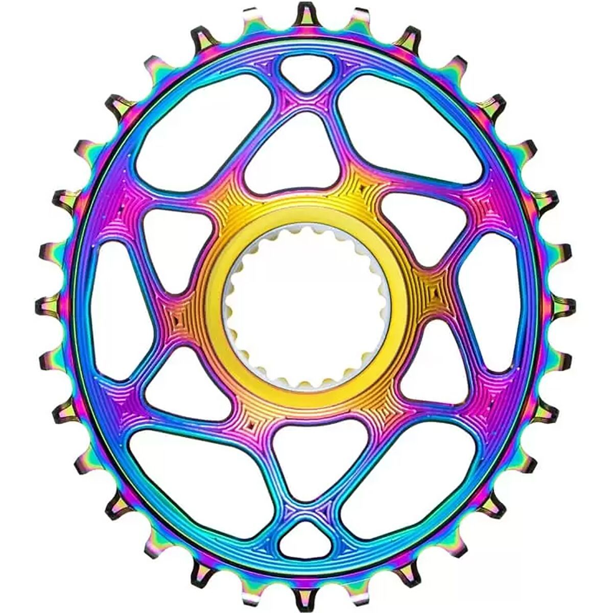 absoluteBLACK PVD Oval Shimano Hyperglide Plus Direct Mount Chainring PVD Rainbow, 34t