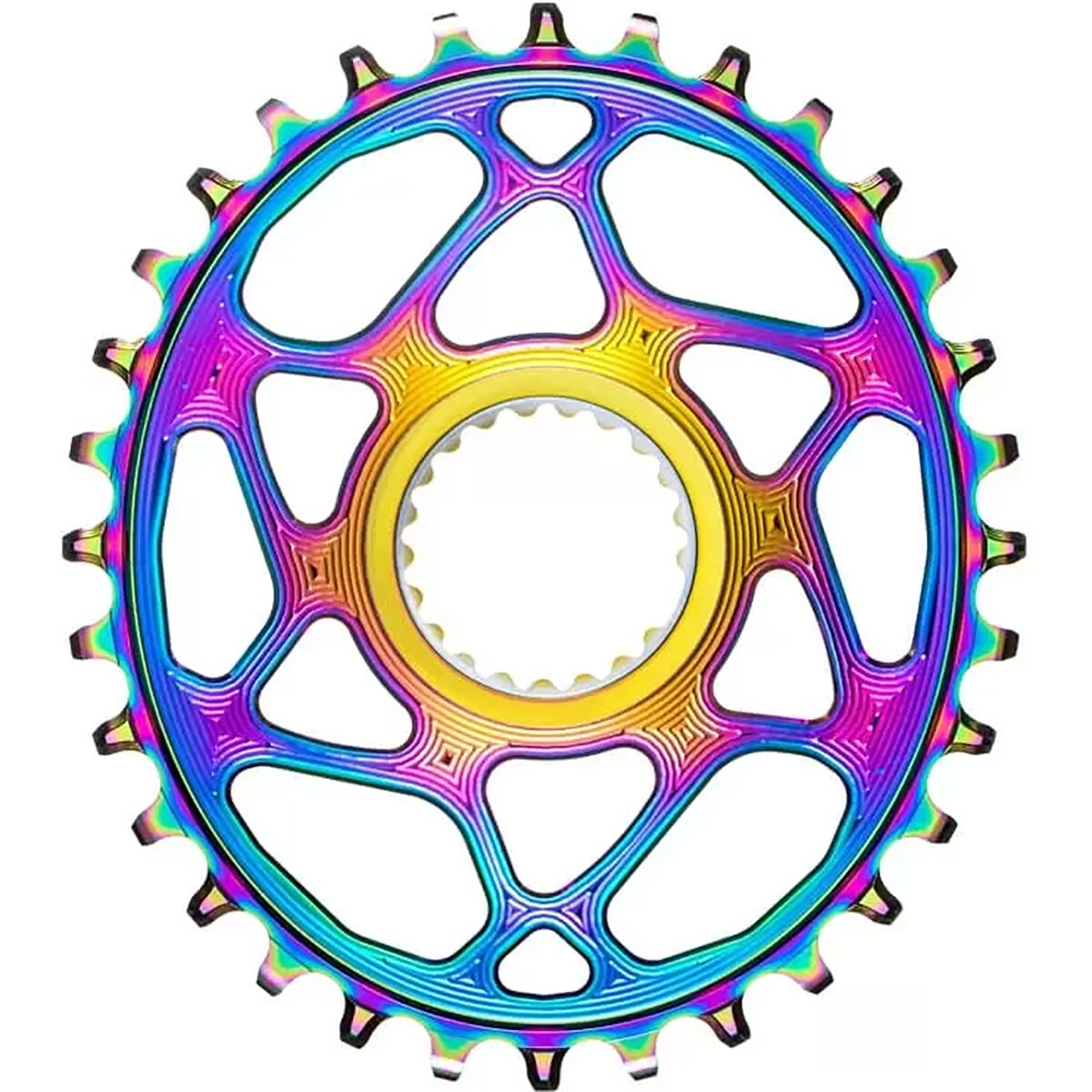 absoluteBLACK PVD Oval Shimano Hyperglide Plus Direct Mount Chainring PVD Rainbow, 34t