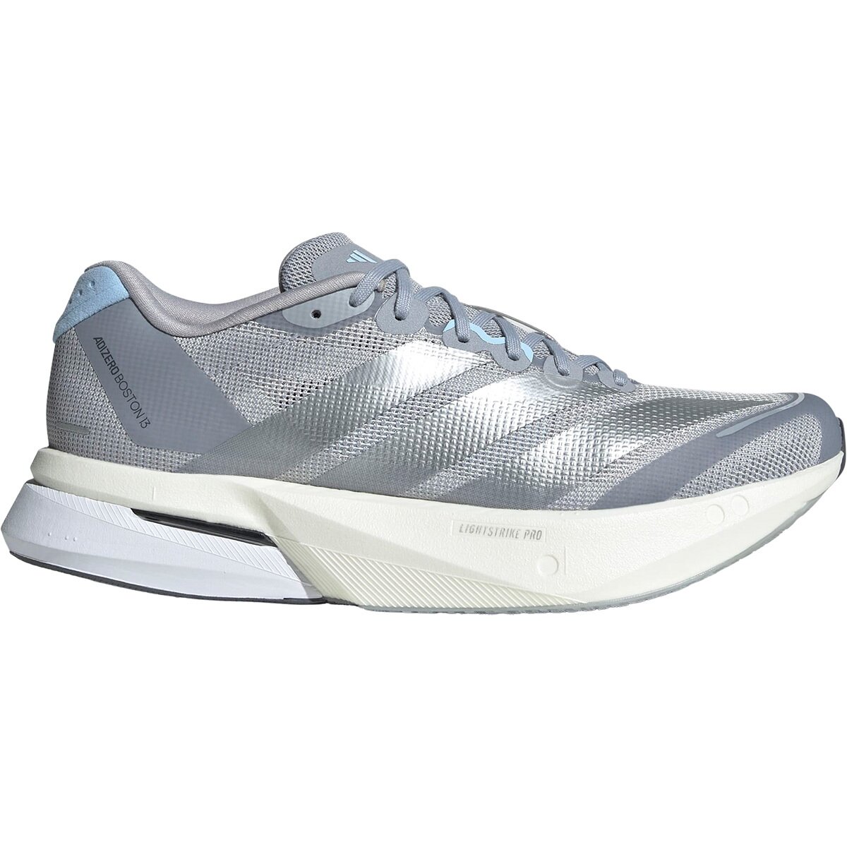 Adidas Women's Adizero Boston 13 Running Shoe in Halo Silver / Silver Metallic / Glow Blue - Size: 6.5