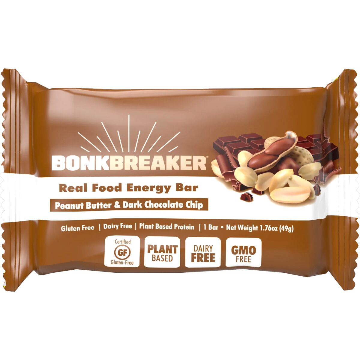 Bonk Breaker Energy Bar Peanut Butter Dark Chocolate Chip, Box of 12 bars