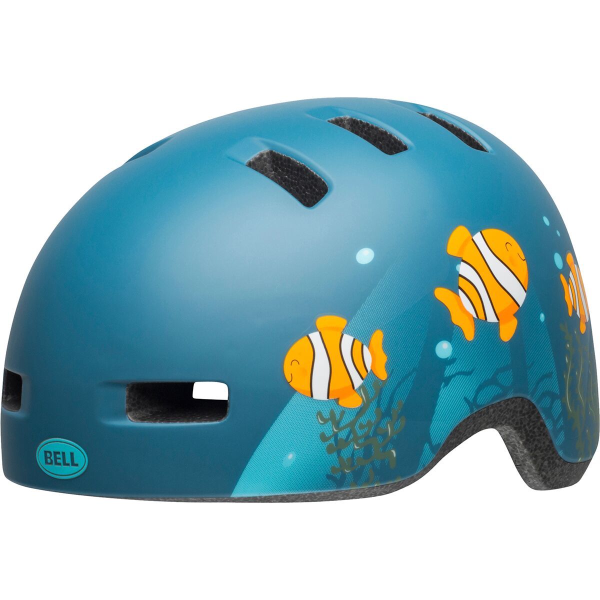 Bell Lil Ripper Helmet - Kids' Clown Fish Matte Grey/Blue, Toddler