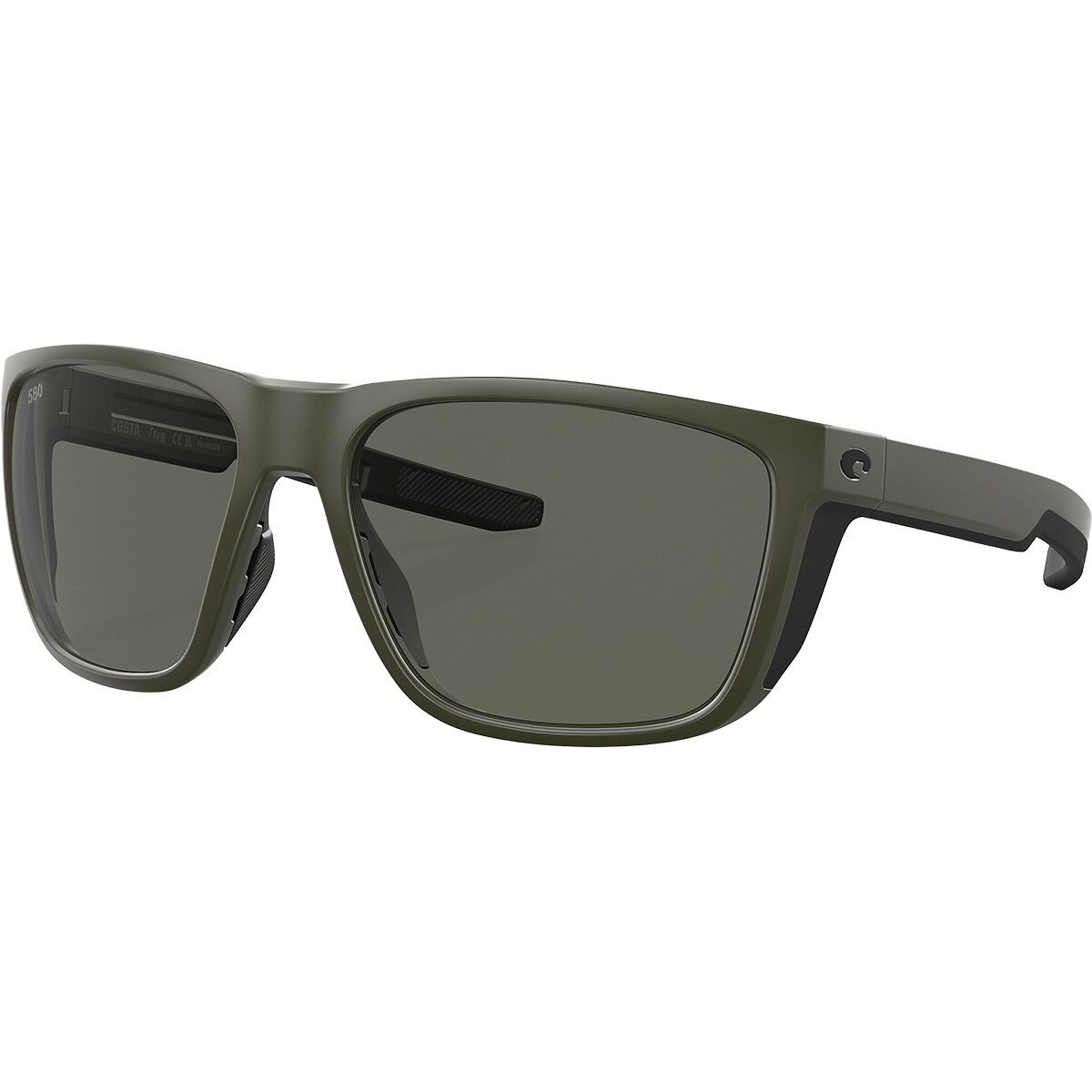 Costa Costa Ferg 580G Polarized Sunglasses Matte Olive/Gray 580G, One Size - Men's