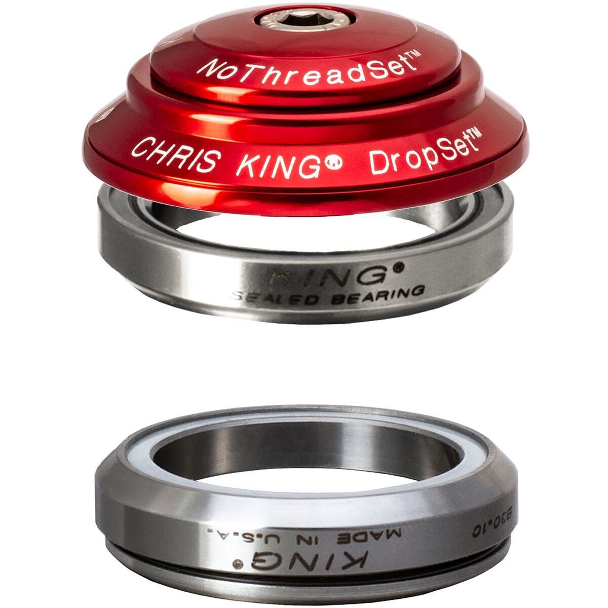 Chris King Dropset 4 Headset Red, 42mm Upper/42mm Lower