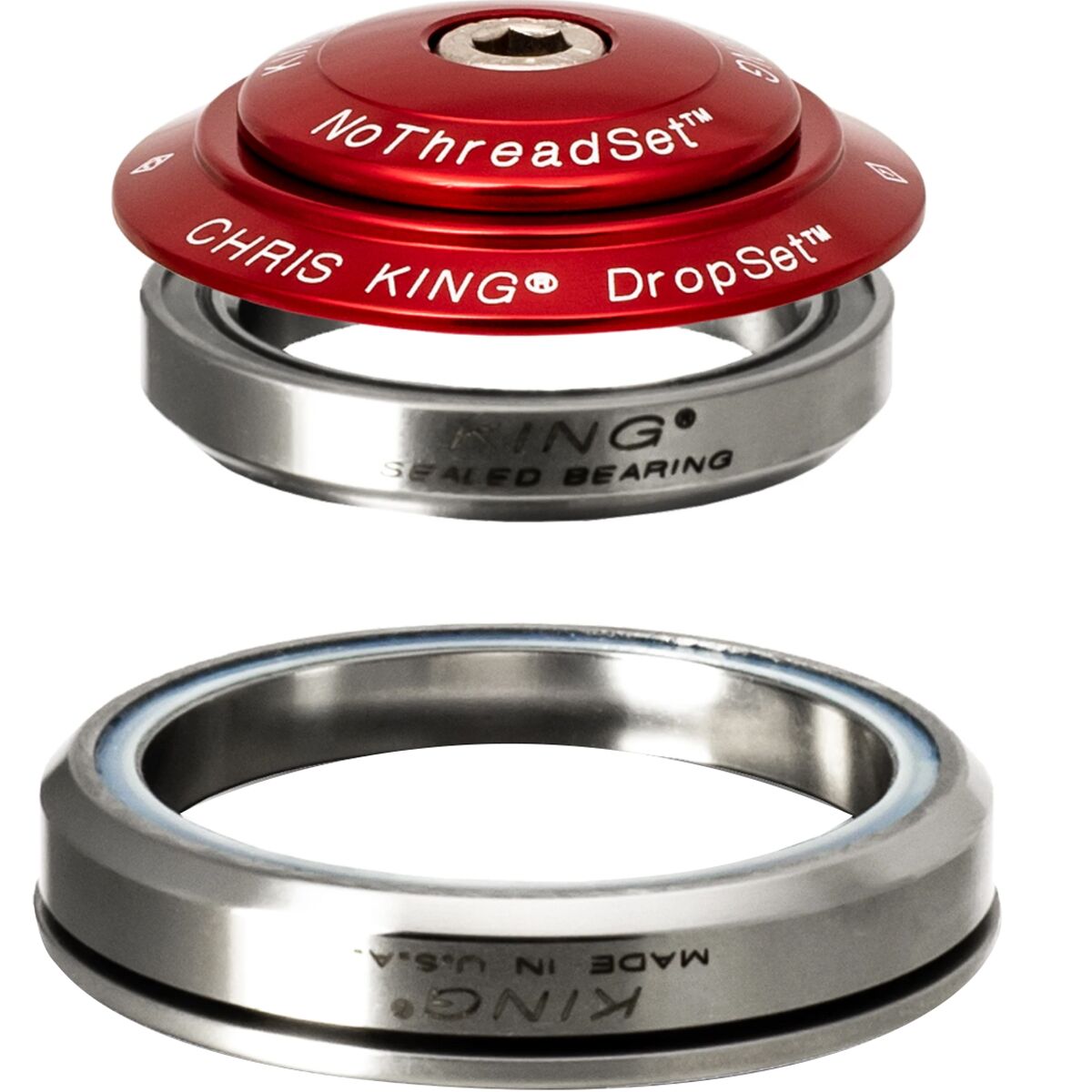 Chris King DropSet 5 Headset Red, 42mm Upper/52mm Lower