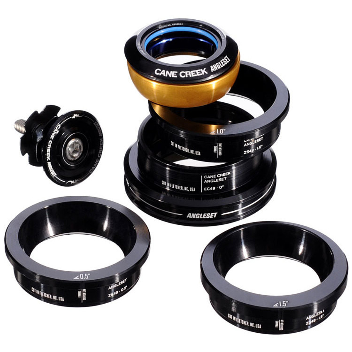 Cane Creek ZS49/EC49 AngleSet Tapered Headset Kit - Components