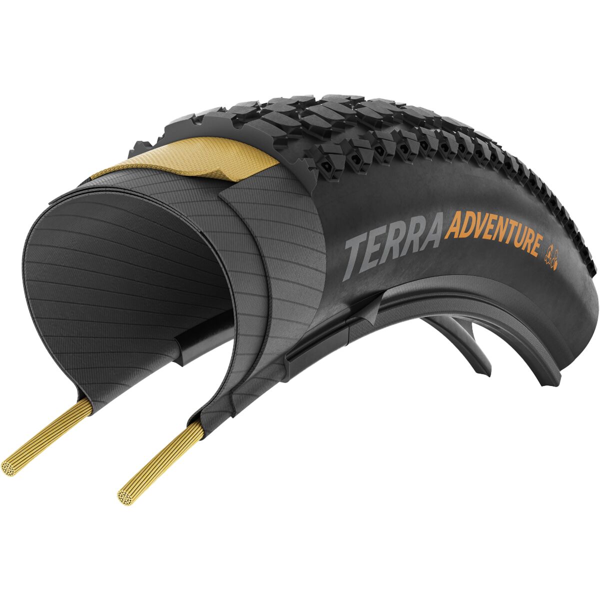 Continental Terra Adventure Tubeless Tire Black, Folding, Grip, Trail Casing, E25, 700x45