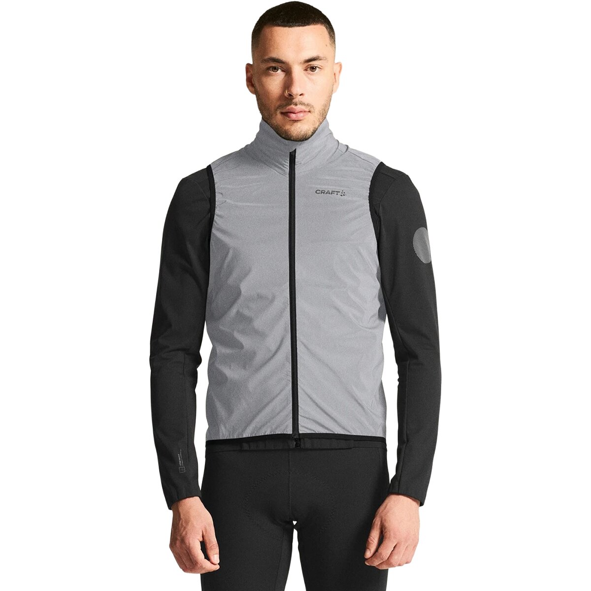 Craft Adv Essence Lumen Wind Vest - Men's Silver Reflective/Black, L