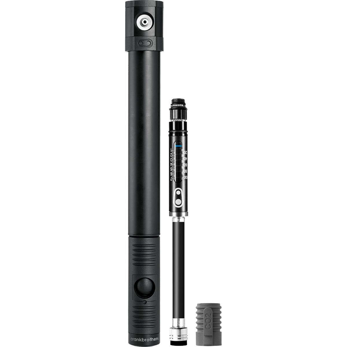 Crank Brothers Crank Brothers Klic Hand Pump + Gauge & CO2 Silver, HP