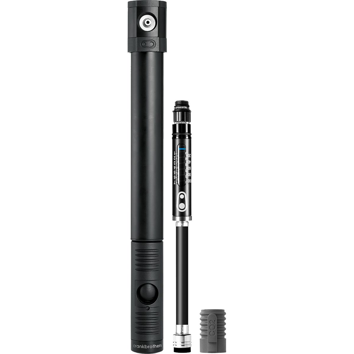 Crank Brothers Crank Brothers Klic Hand Pump + Gauge & CO2 Silver, HP