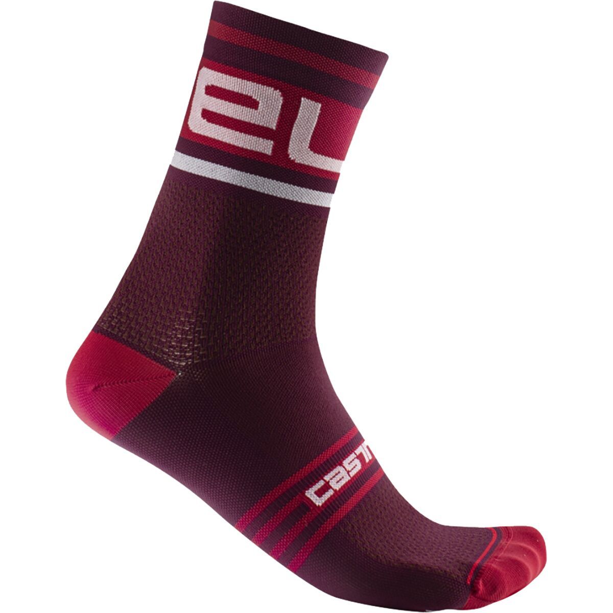 Castelli Prologo 15 Sock Bordeaux/White, S/M - Men's