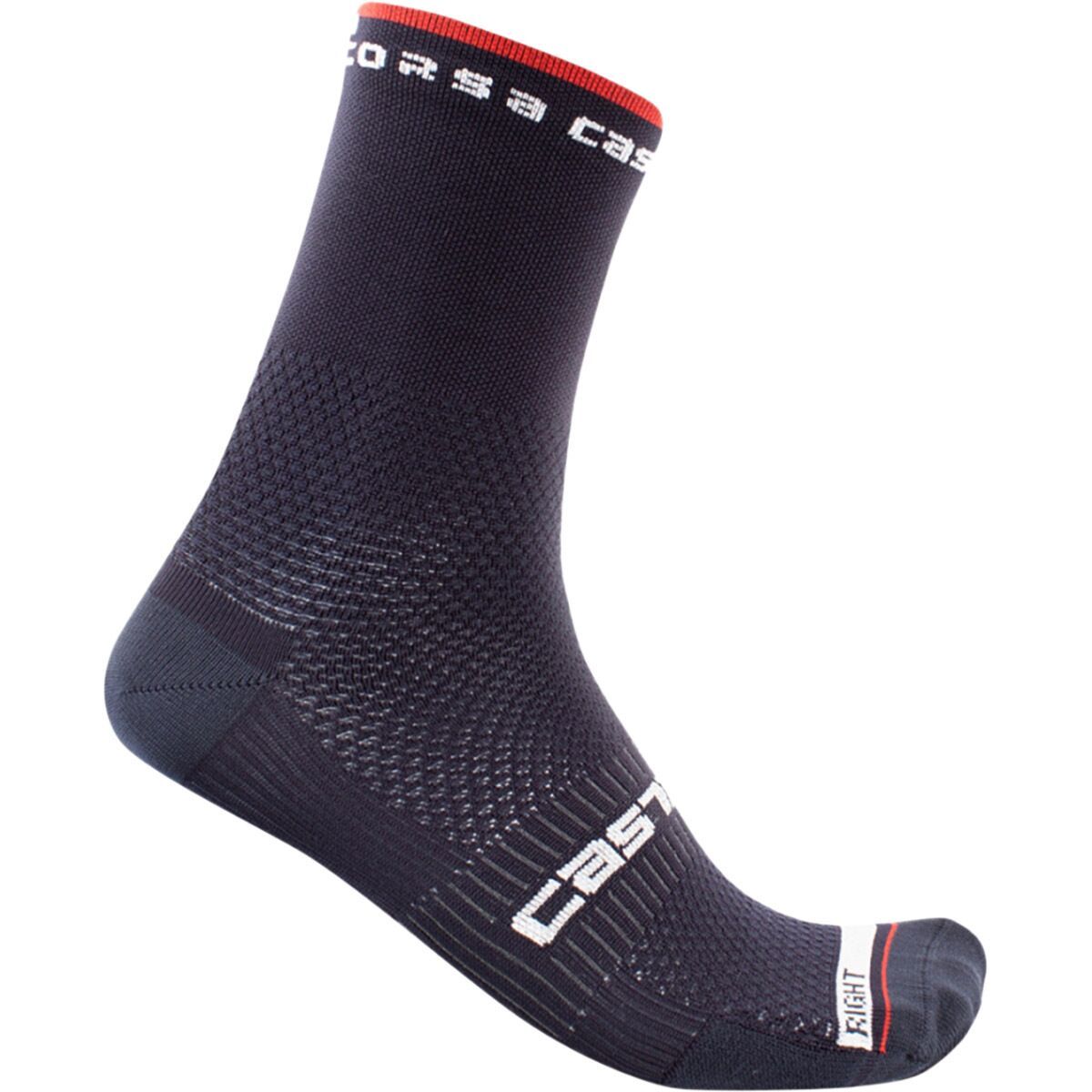 Castelli Rosso Corsa Pro 15 Sock Black, S/M - Men's