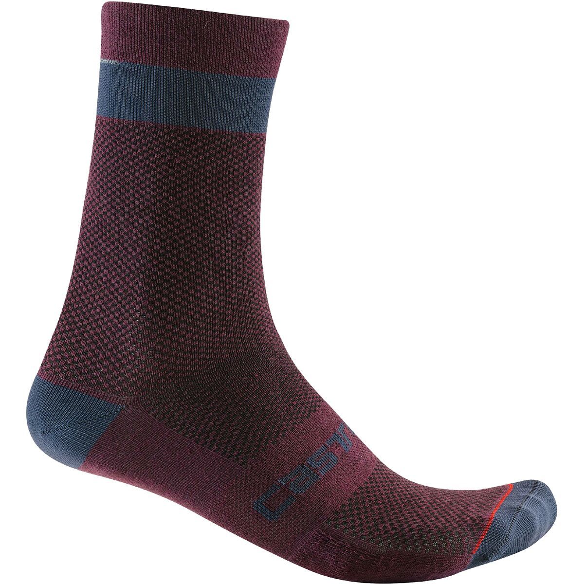 Castelli Alpha 18 Sock Deep Bordeaux/Dark Gray, S/M - Men's