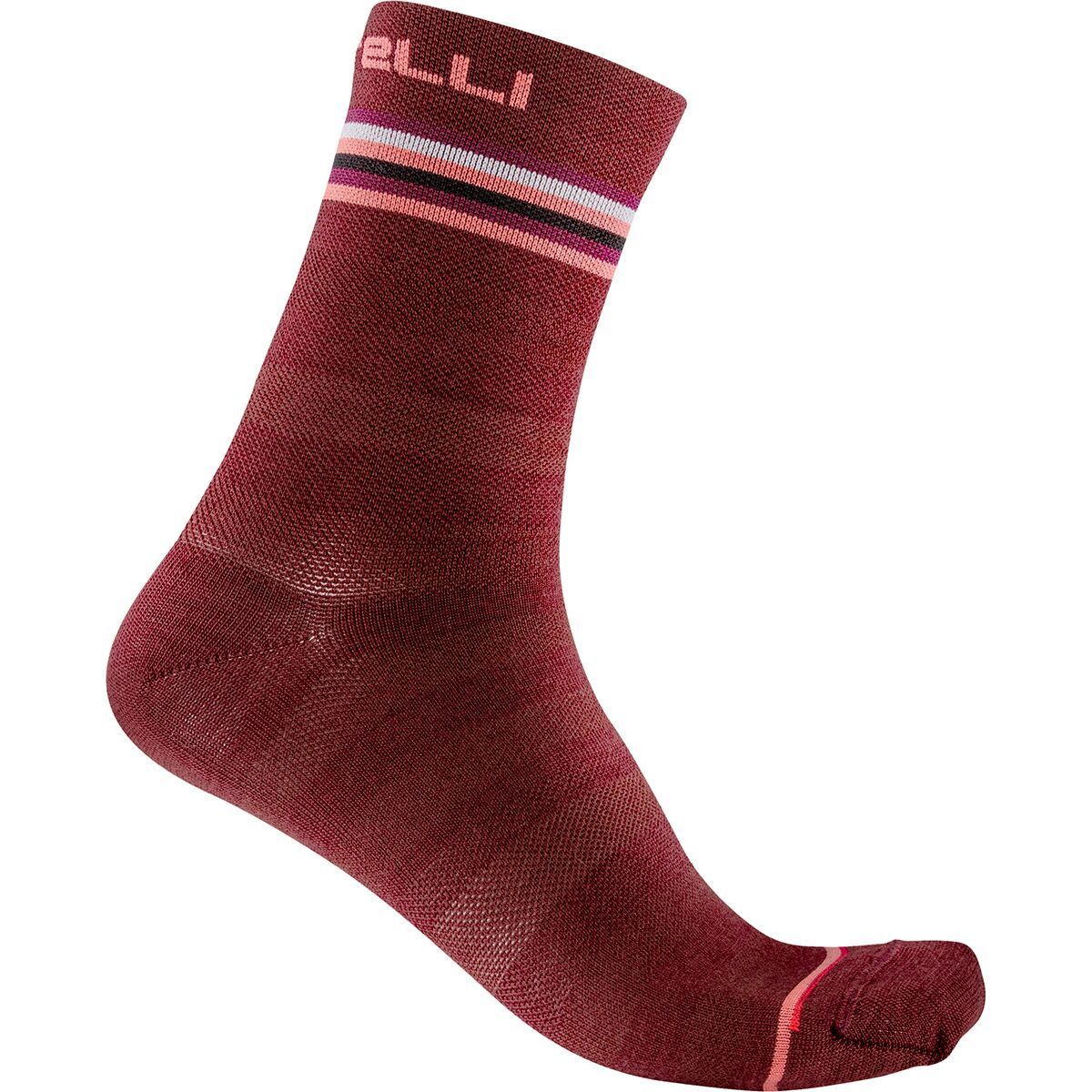 Castelli Go 15 Sock - Women's Bordeaux/Brilliant Pink/White, L/XL