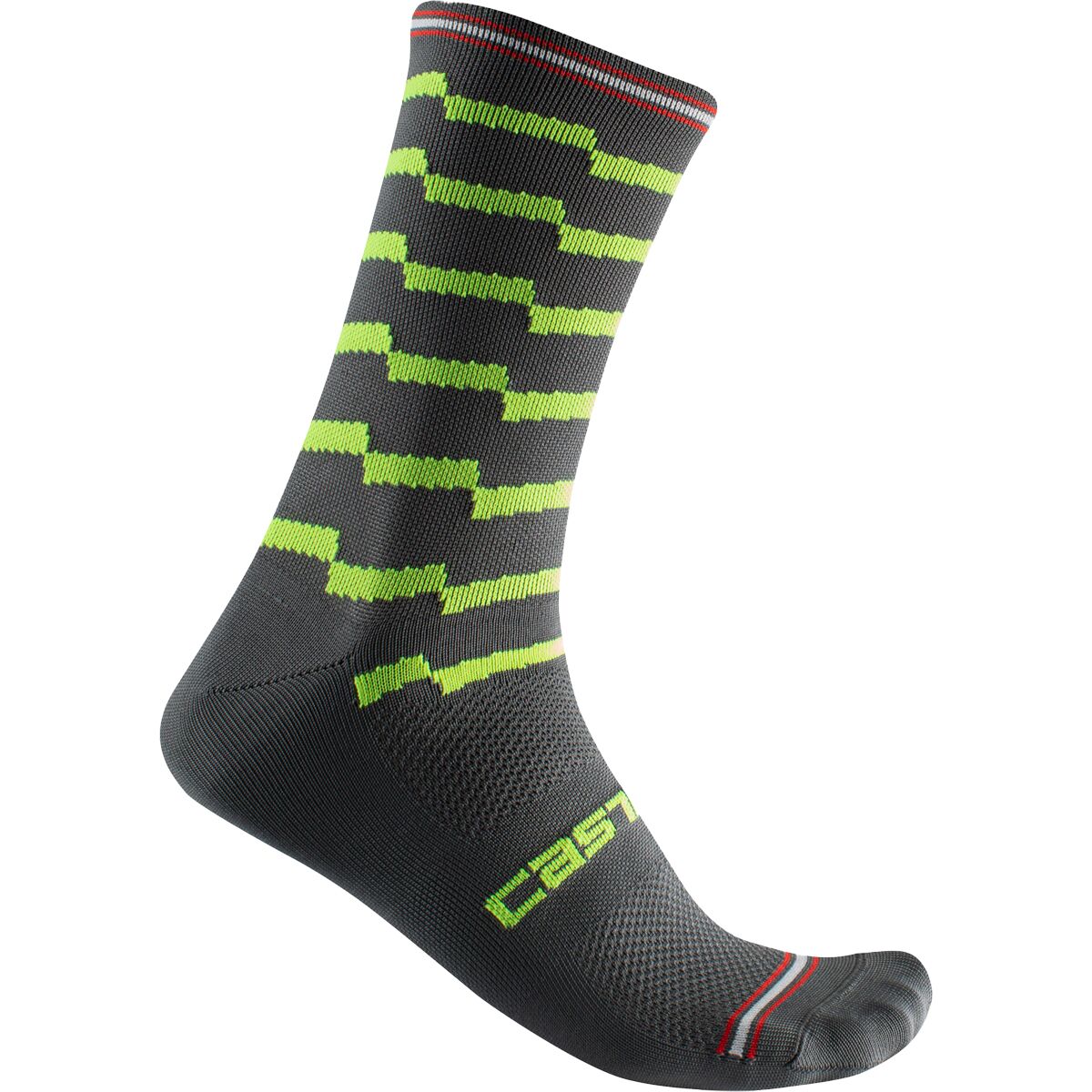 Castelli Unlimited 18 Sock - Men's Dark Gray/Electric Lime, L/XL