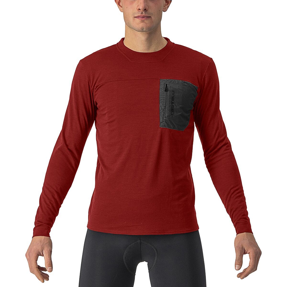 Castelli Castelli Merino Long-Sleeve Jersey - Men's Red Ochre/Dark Gray, M