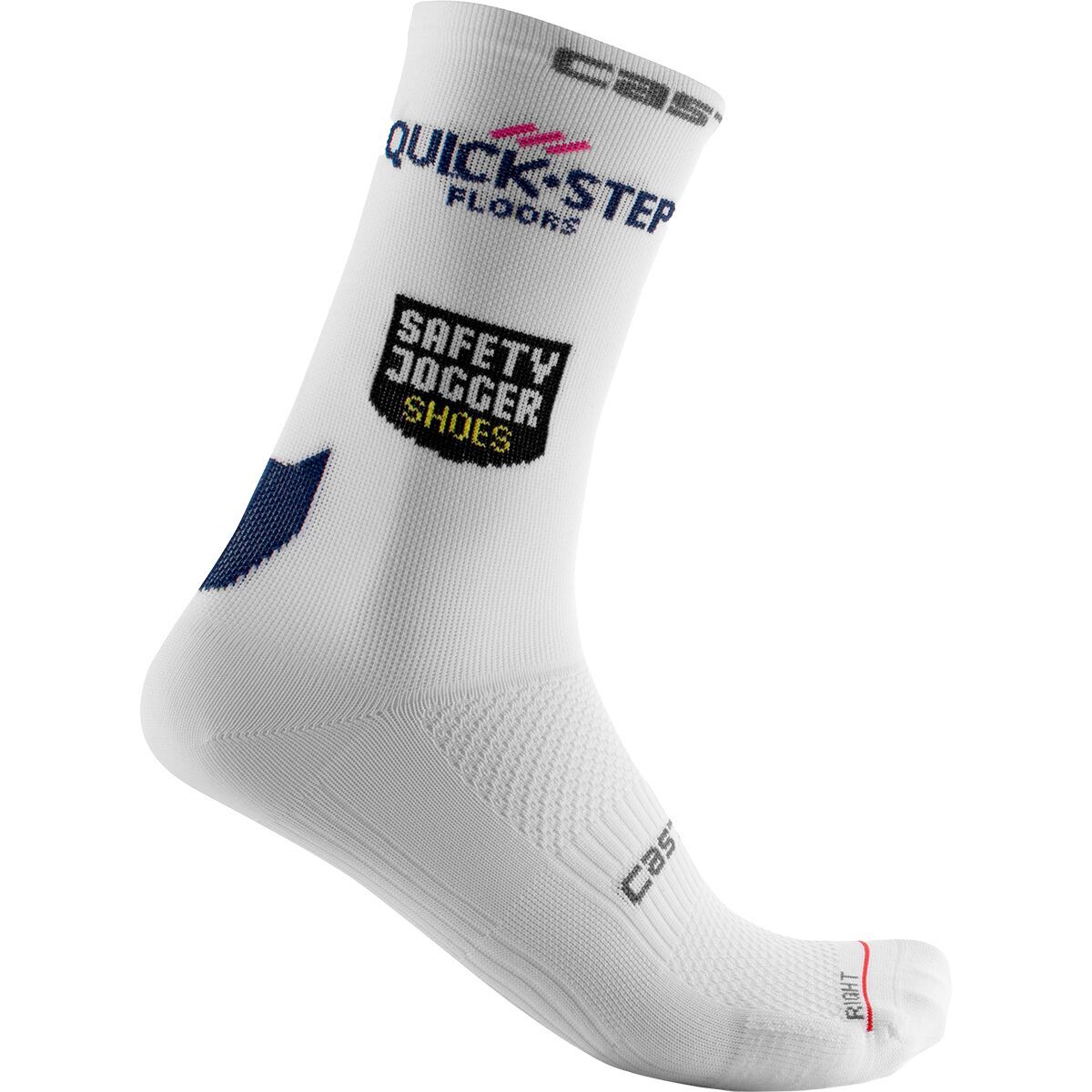 Castelli Quick-Step Rosso Corsa Pro 15 Sock White, S/M - Men's