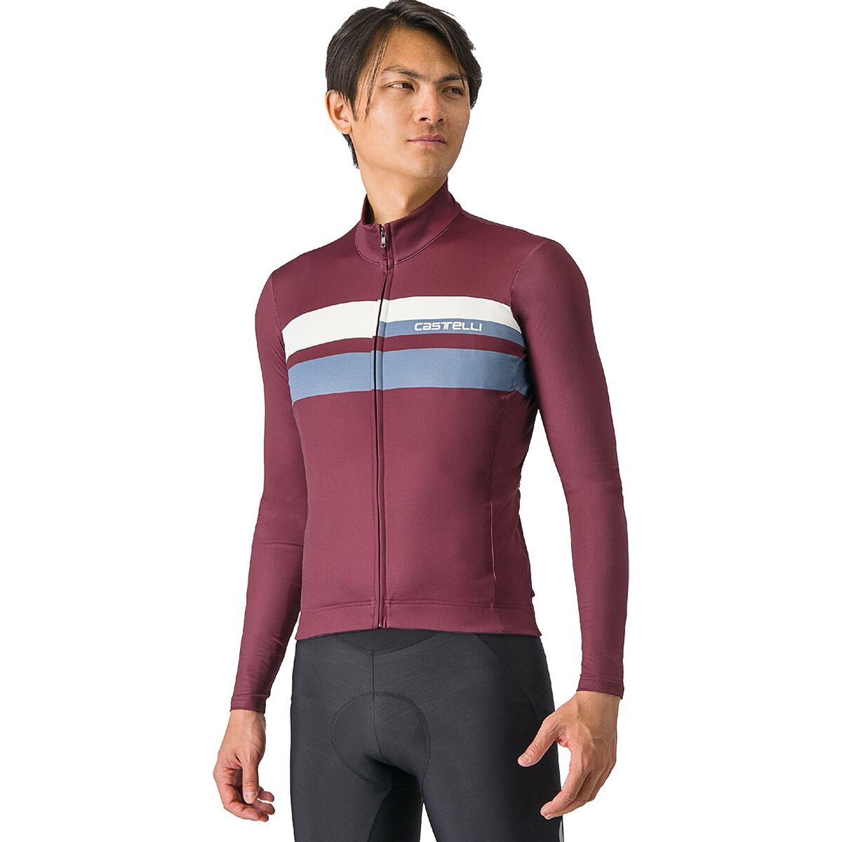 Castelli Castelli Lineare Long-Sleeve Jersey - Men's Deep Bordeaux/Light Steel Blue/Ivory, 3XL