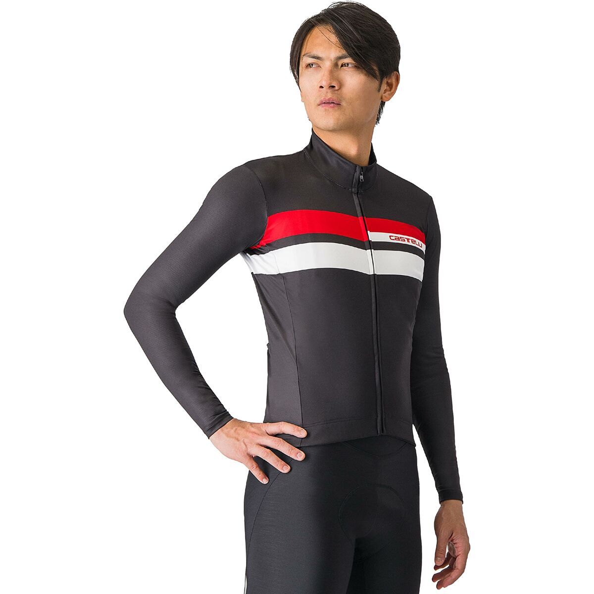 Castelli Castelli Lineare Long-Sleeve Jersey - Men's Light Black/Red Cts/White, L