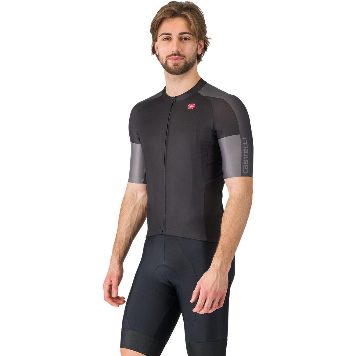 Castelli Castelli Entrata 6 Short-Sleeve Jersey - Men's Light Black/Dark Gray/Smoky Gray, L