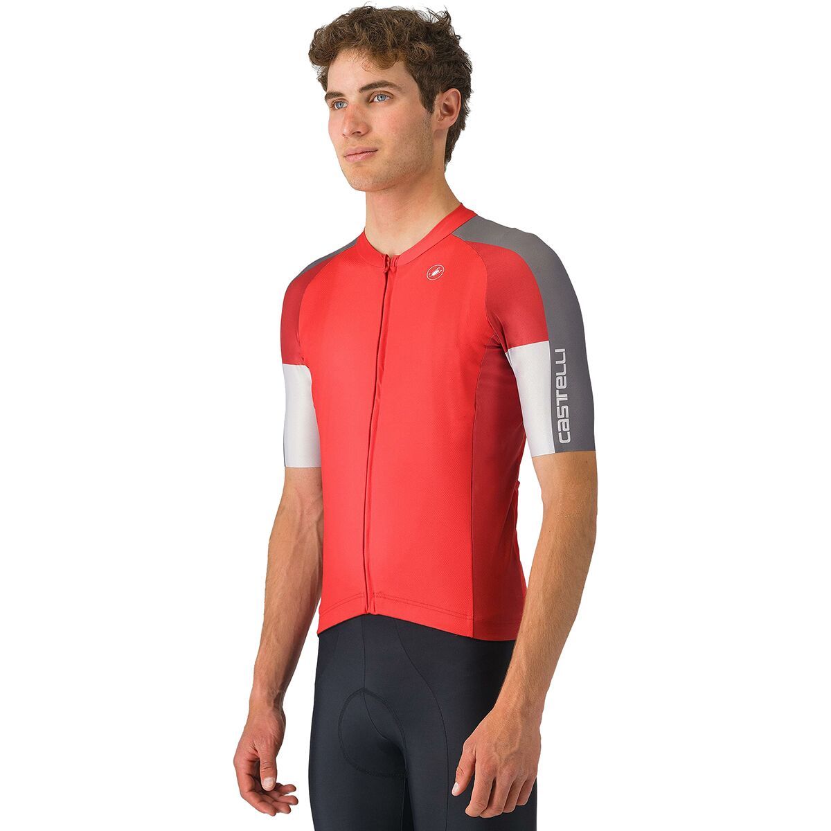 Castelli Castelli Entrata 6 Short-Sleeve Jersey - Men's Red/Smoky Gray/Silver Gray, M