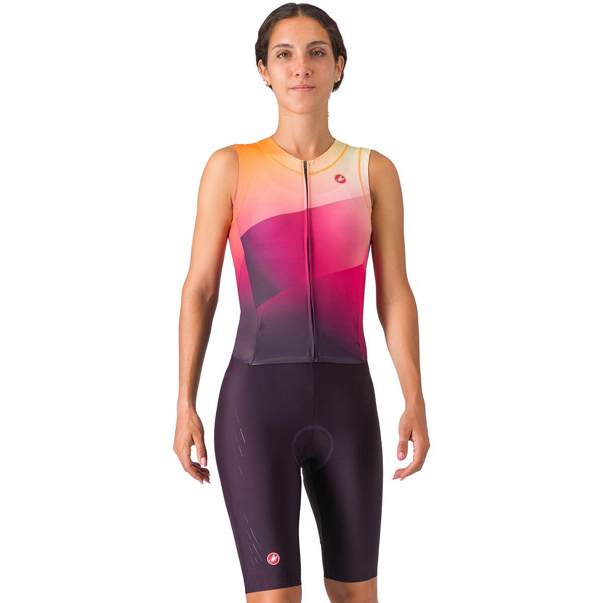 Castelli Free Sanremo 3 Sleeveless Tri Suit - Women's Dark Night Shade/Vivid Orange, L