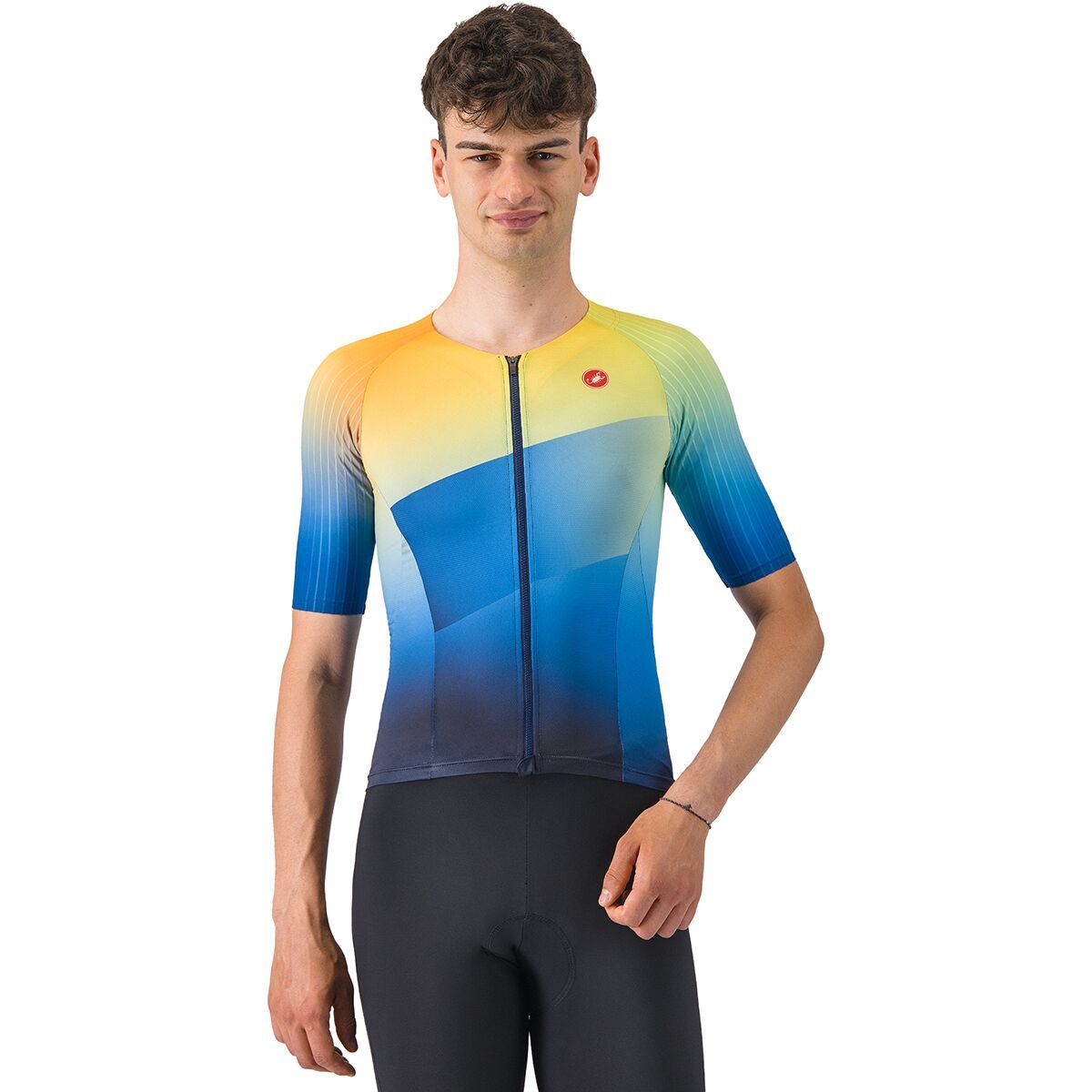 Castelli Castelli Free Speed 3 Race Tri Top - Men's Belgian Blue/Multicolor Vivid Orange, XXL