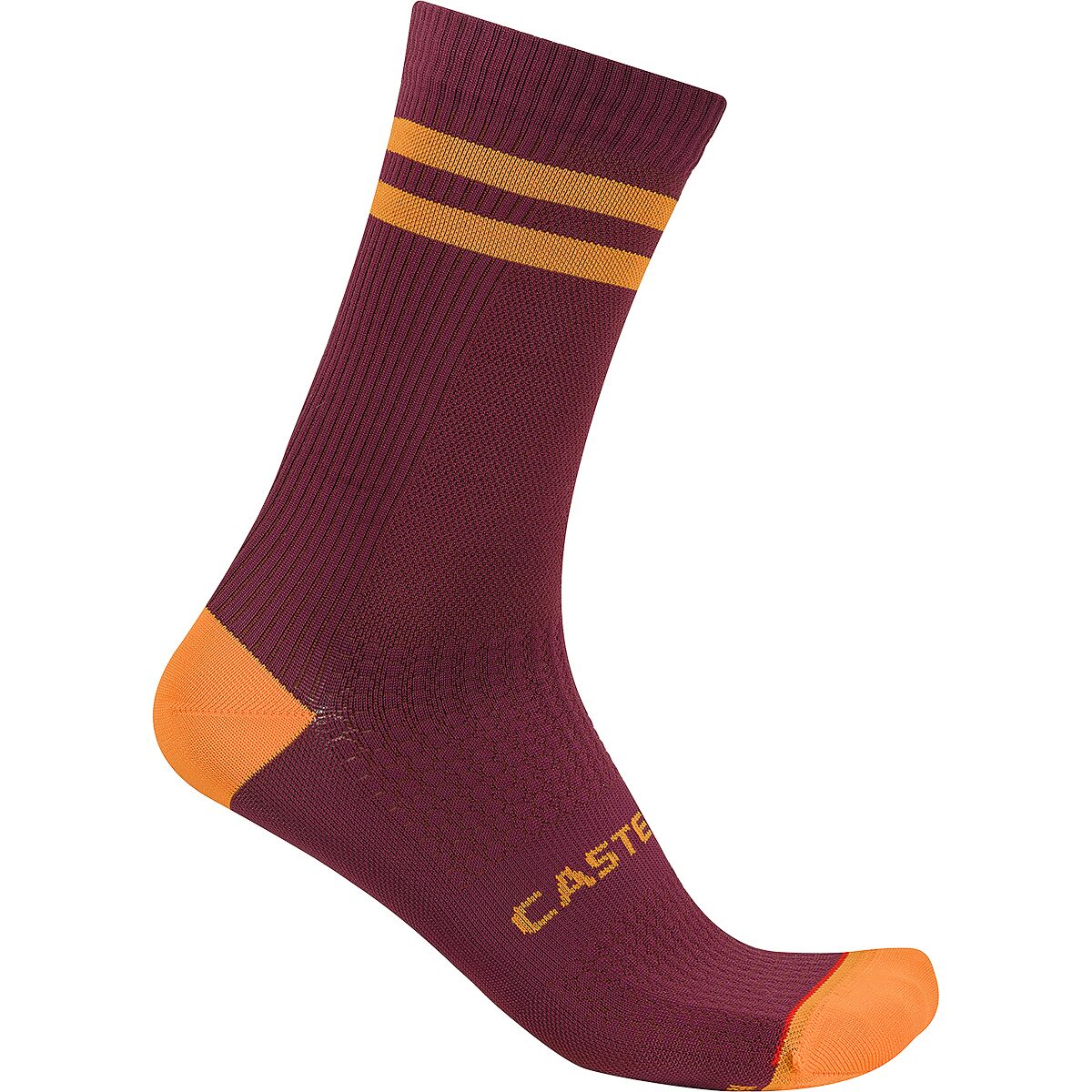 Castelli Originale 18 Sock Deep Bordeaux/Vivid Orange, XXL - Men's
