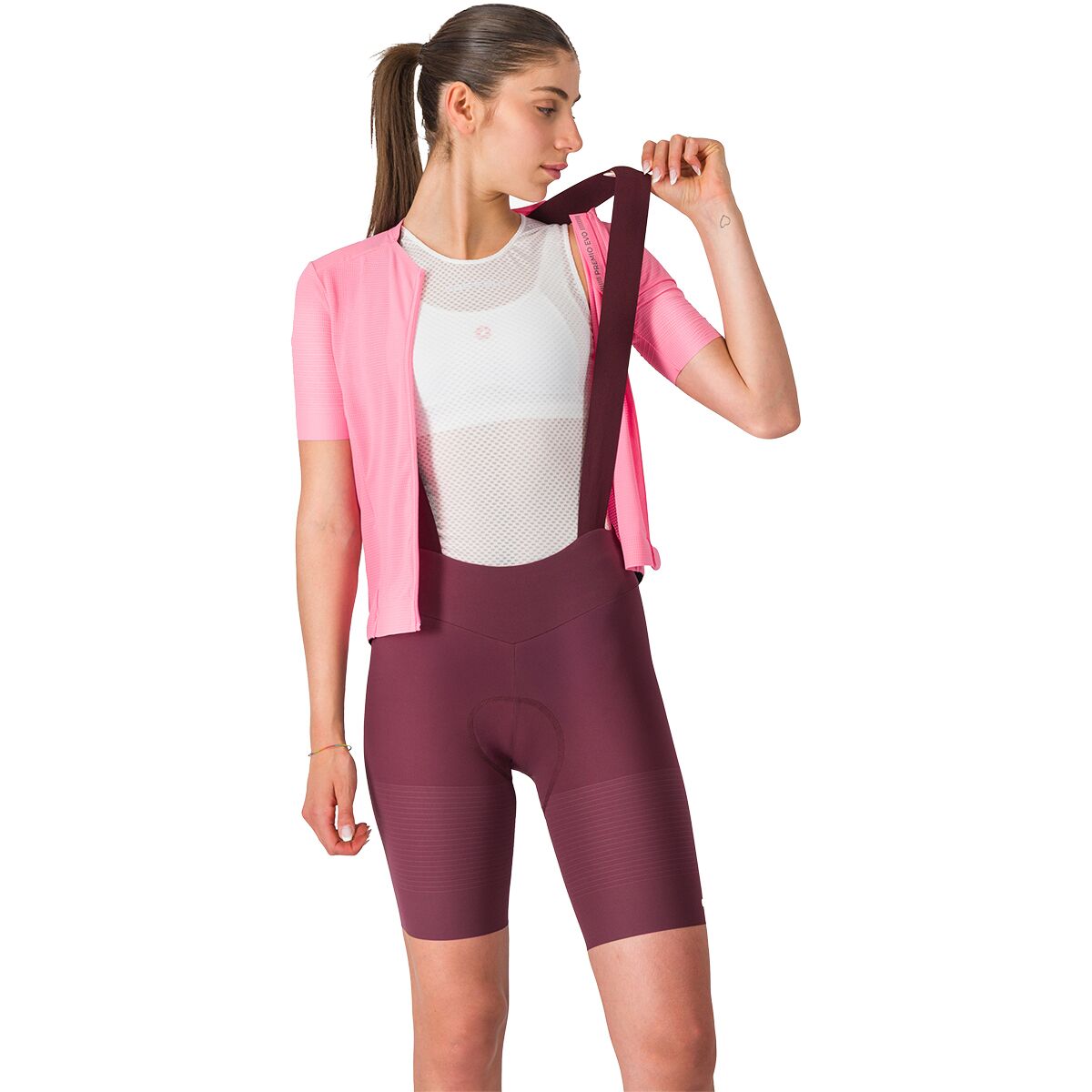 Castelli Castelli Premio Evo DT Bib Short - Women's Deep Bordeaux/Rosa Giro, XL