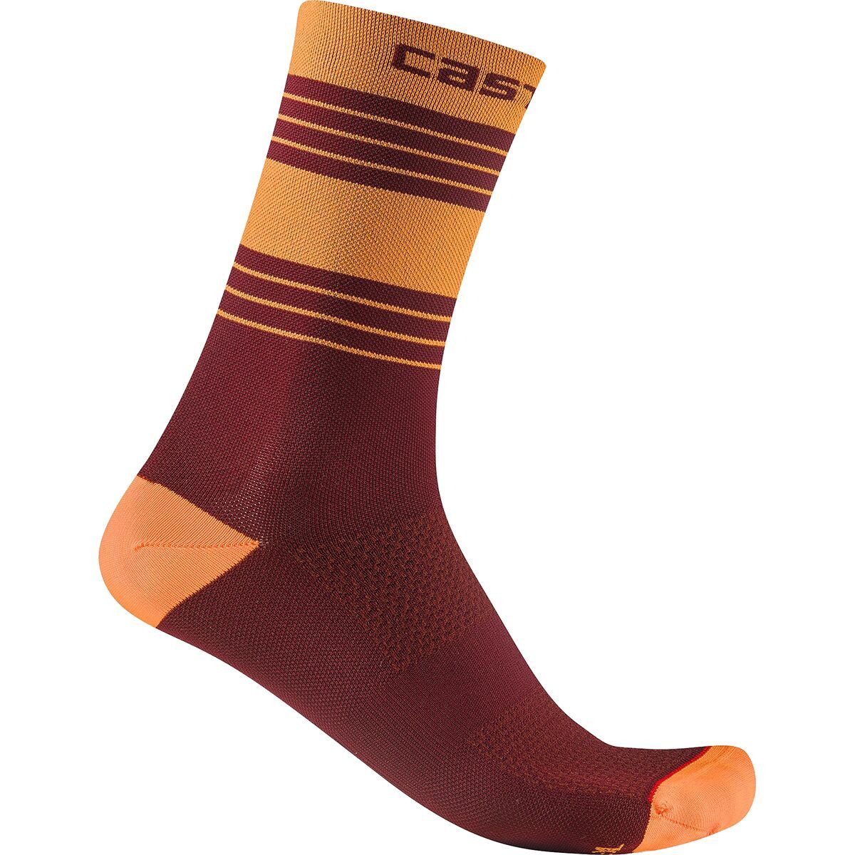 Castelli Castelli Simbolo 15 Sock Vivid Orange/Deep Bordeaux, XXL - Men's