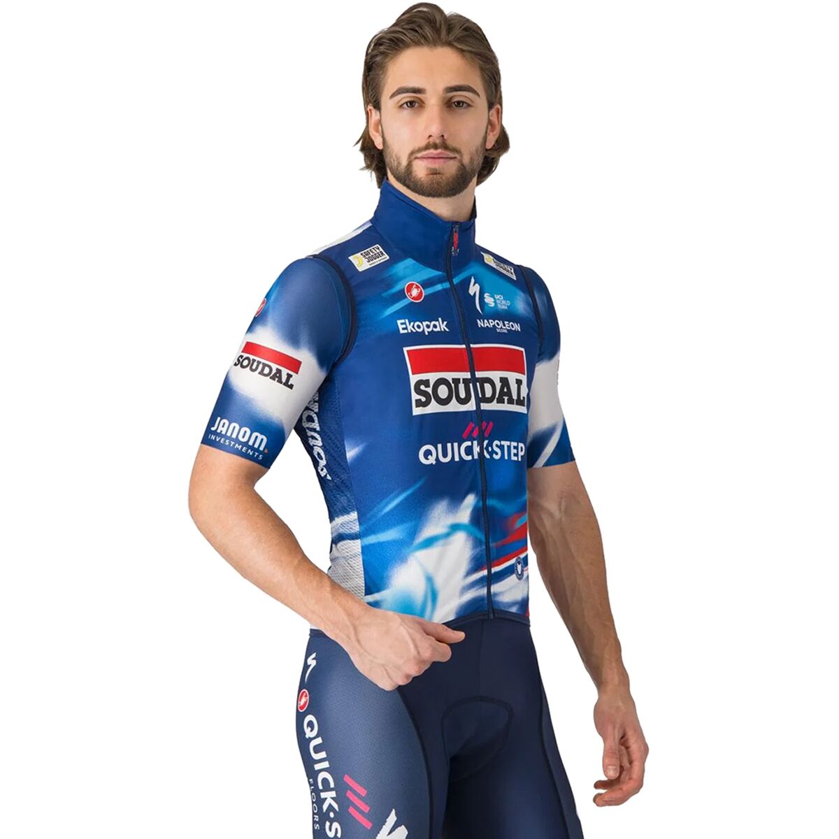 Castelli Castelli Soudal/Quick-Step Pro Light Wind Vest - Men's Blue/Red, S - $99.99 at Competitive Cyclist