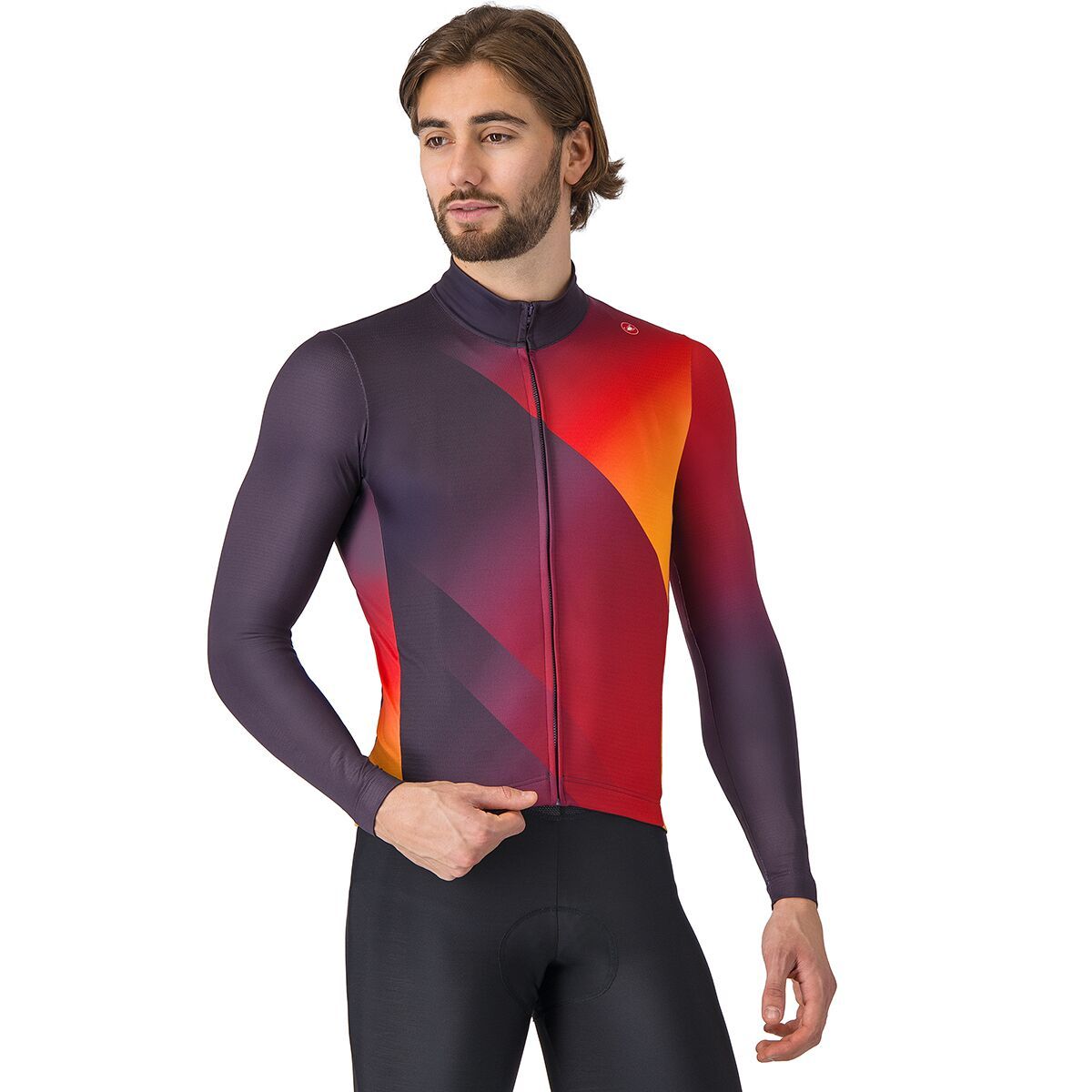 Castelli Castelli Amplify Thermal Jersey - Men's Dark Night Shade/Red/Vivid Orange, L