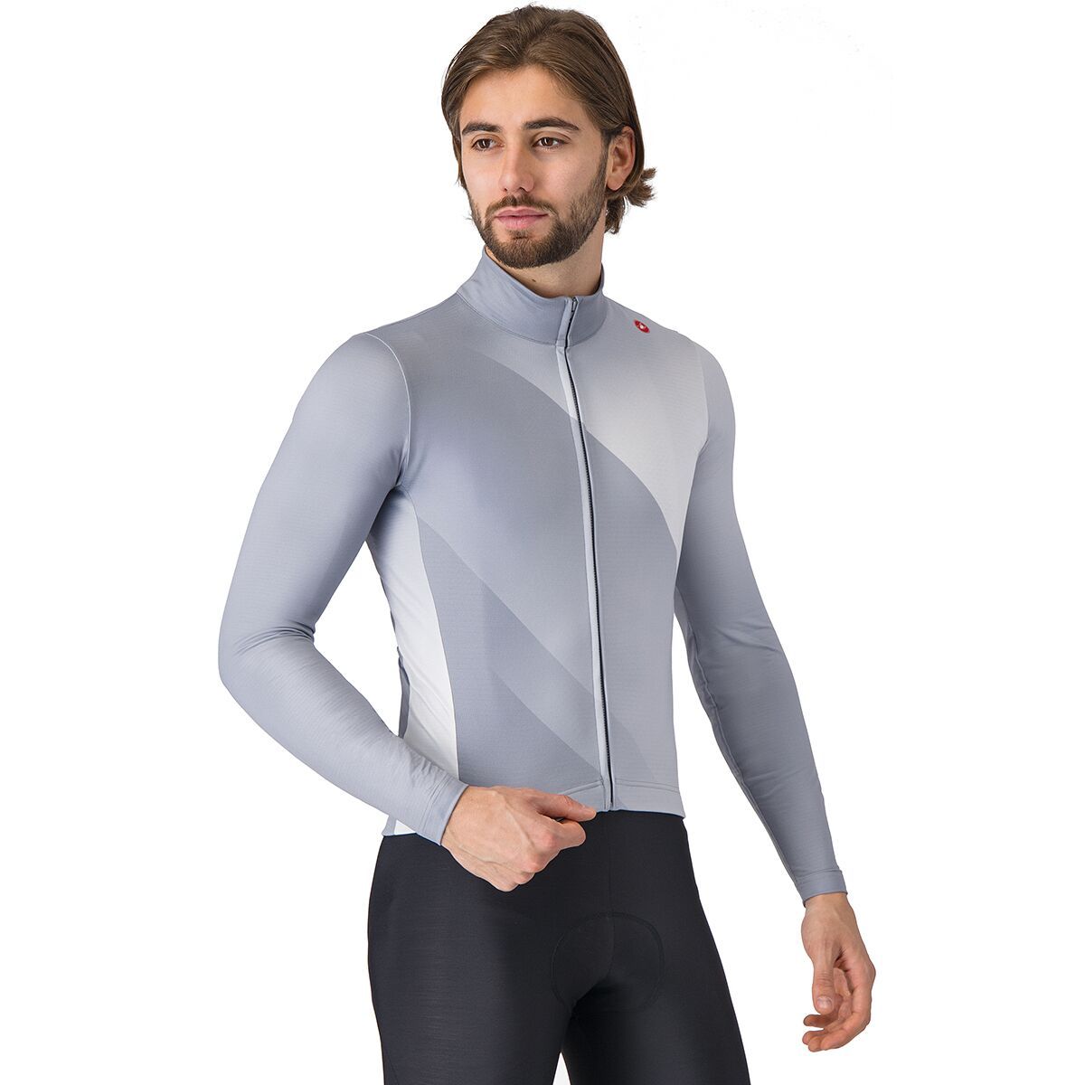 Castelli Castelli Amplify Thermal Jersey - Men's Vortex Gray/Silver Gray/White, M