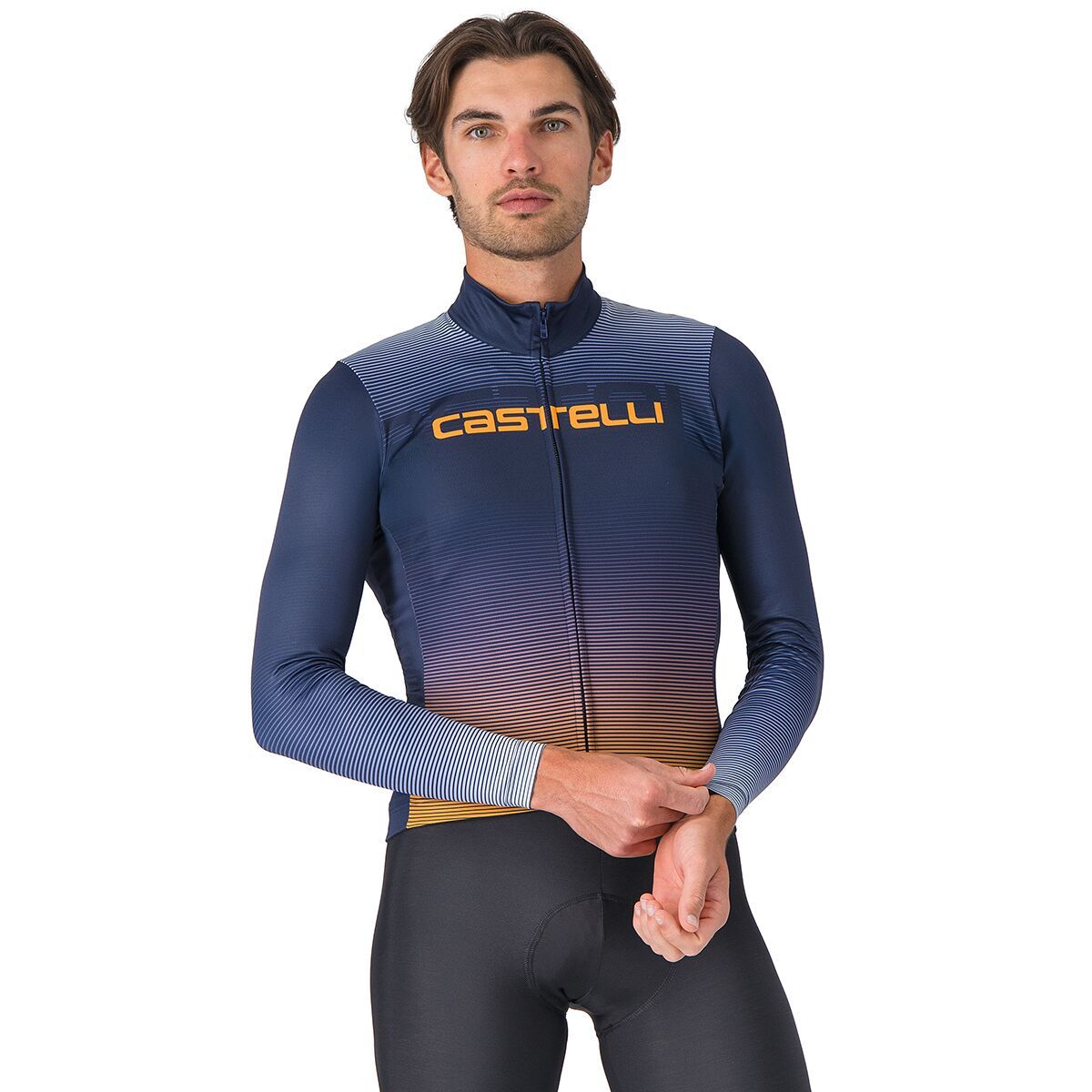 Castelli Castelli Apice Thermal Jersey - Men's Belgian Blue/Vivid Orange/Winter Sky, L