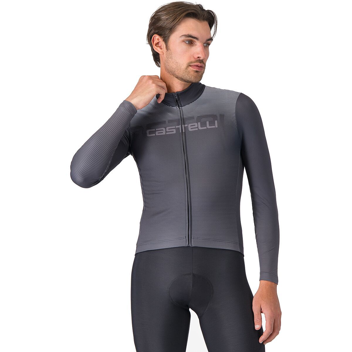 Castelli Castelli Apice Thermal Jersey - Men's Dark Gray/Smoky Gray/Silver Gray, L