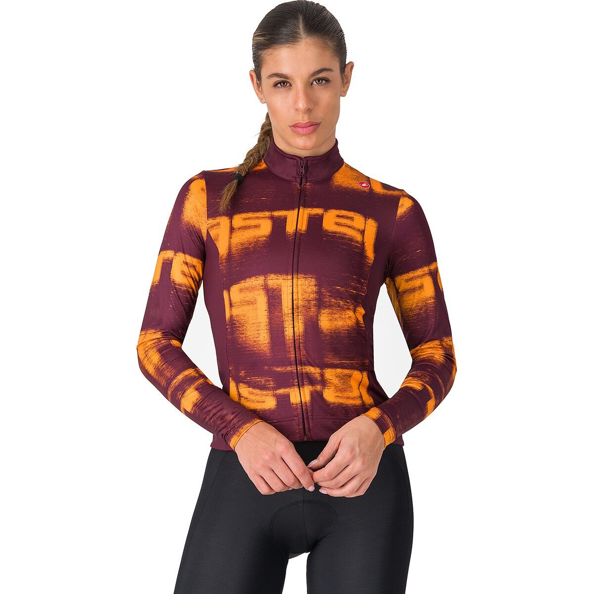 Castelli Castelli Blur Thermal Jersey - Women's Deep Bordeaux/Vivid Orange, L
