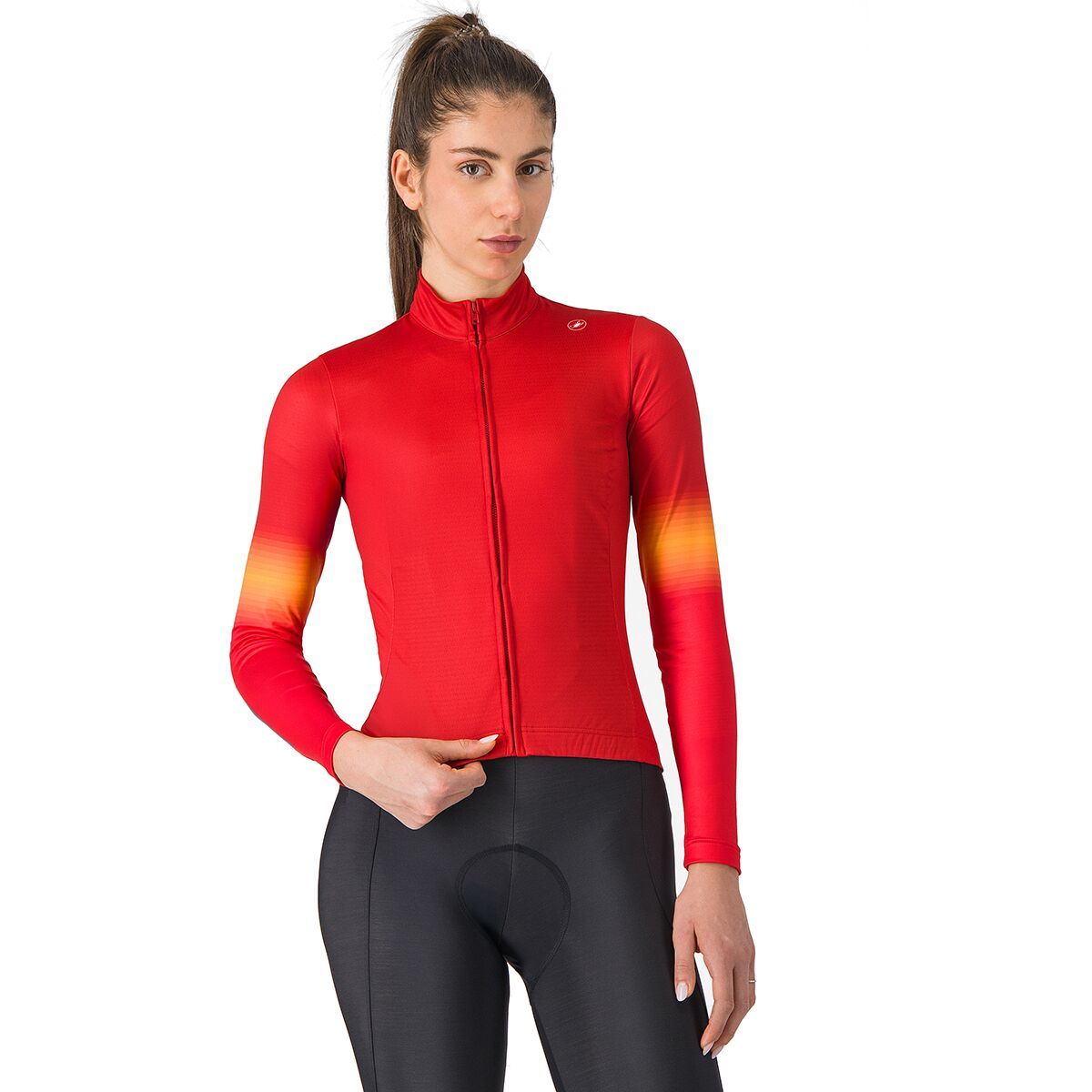 Castelli Castelli Corso Thermal Jersey - Women's Rich Red/Hibiscus/Vivid Orange, L