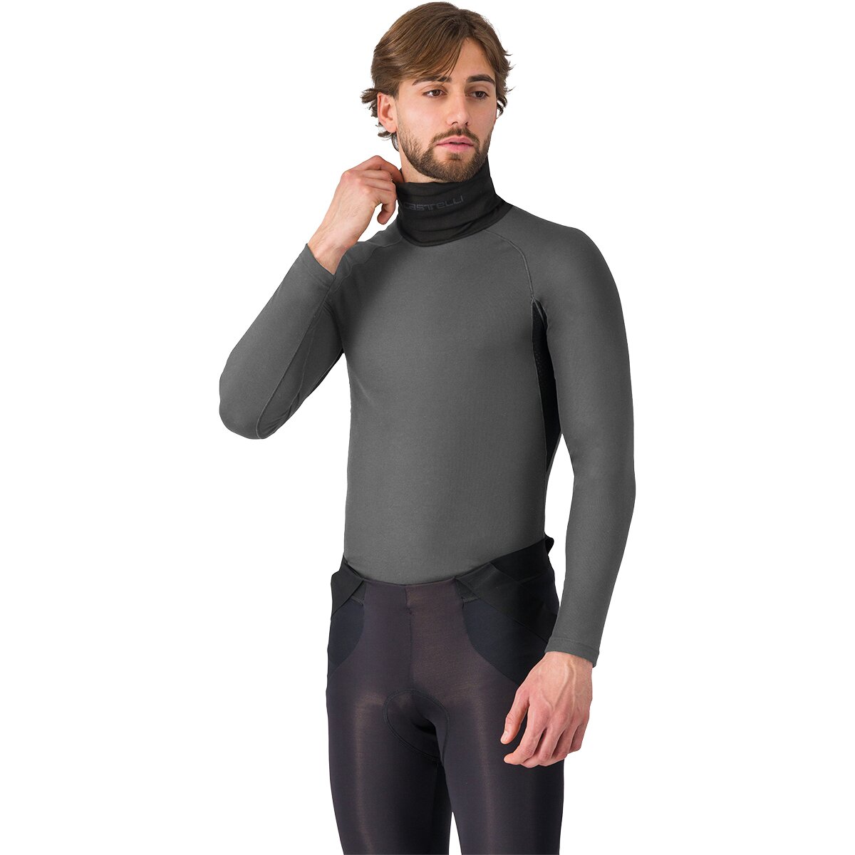 Castelli Flanders 2 High Neck Warmer Long-Sleeve Baselayer - Men’s Gray, S - Men's