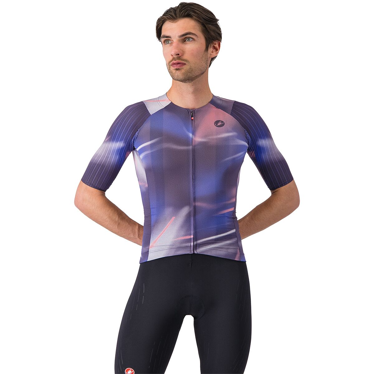 Castelli Aero Race 8S Jersey - Men's Night Shade/Rosa Giro, XL