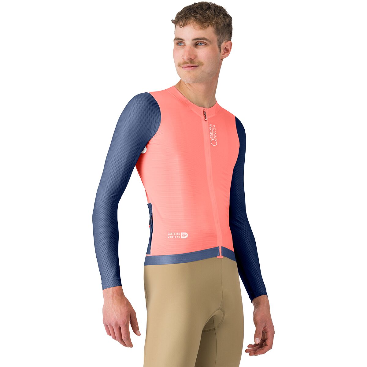 Castelli Corretto Long-Sleeve Jersey - Men's Brilliant Pink/ Belgian Blue-White, XXL