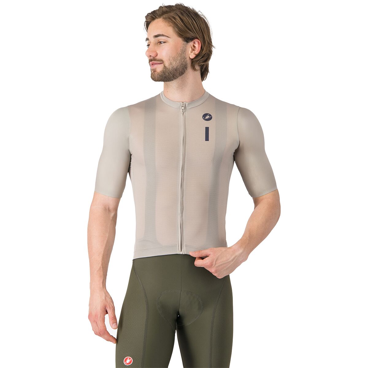 Castelli Drittone Logo Jersey - Men's Clay/Belgian Blue, XXL