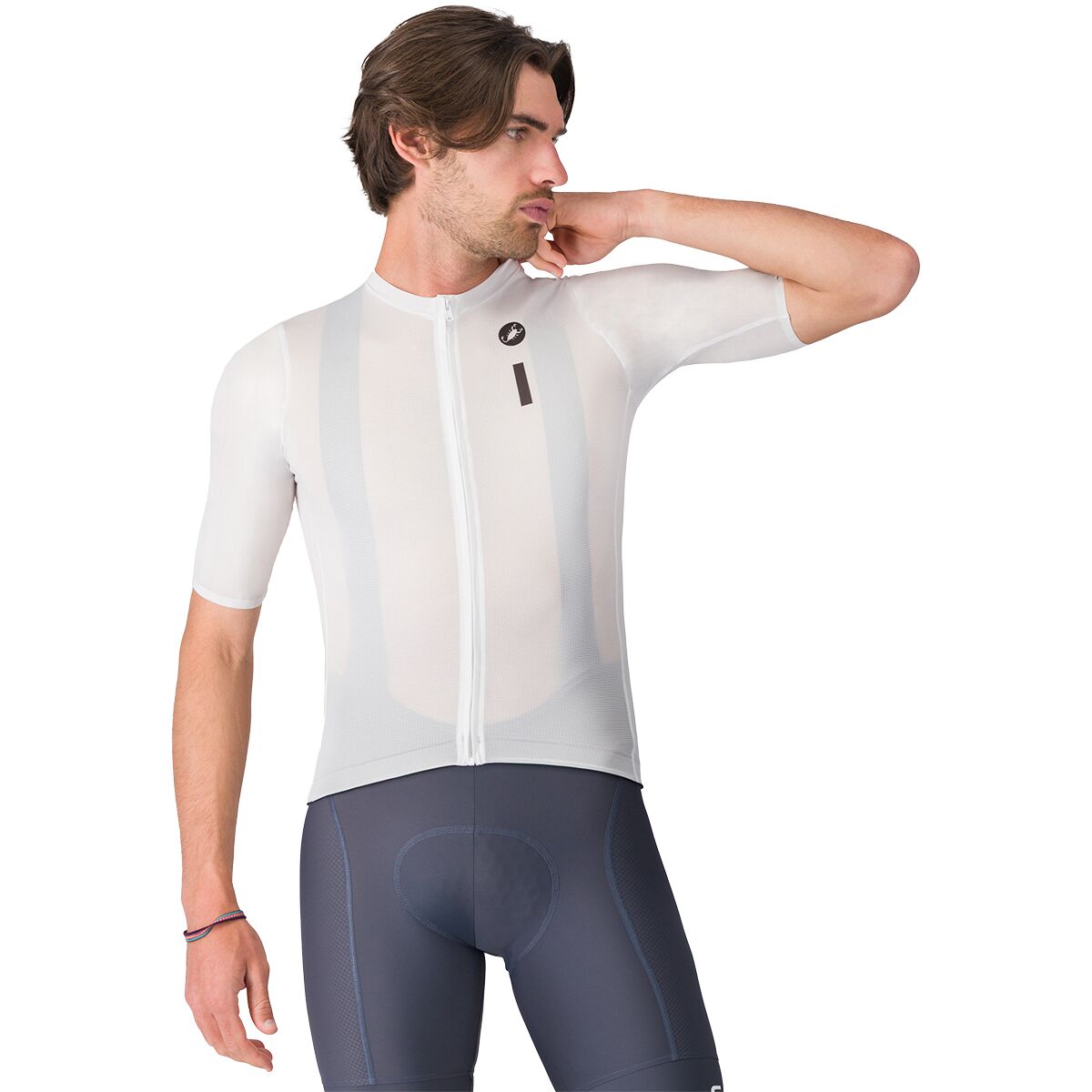 Castelli Drittone Logo Jersey - Men's White/Black, XL