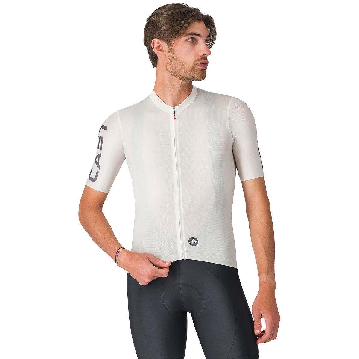 Castelli Entrata Apex Jersey - Men's Ivory/Smoky Gray, M