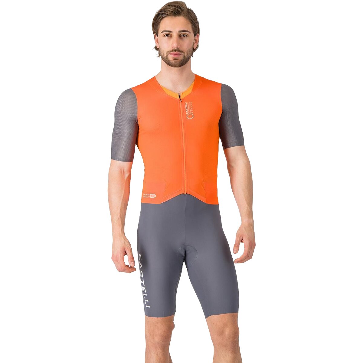 Castelli Castelli Saturday Morning Skinsuit - Men's Brilliant Orange/Vivd Orange/S, XS