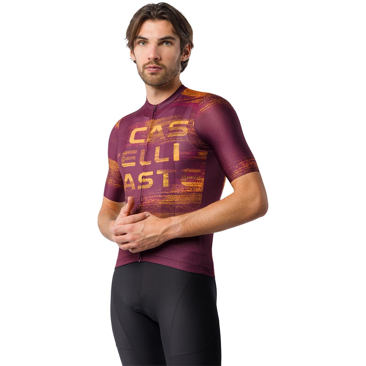 Castelli Castelli Stratus Logo Jersey - Men's Deep Bordeaux/Winter Sky, S